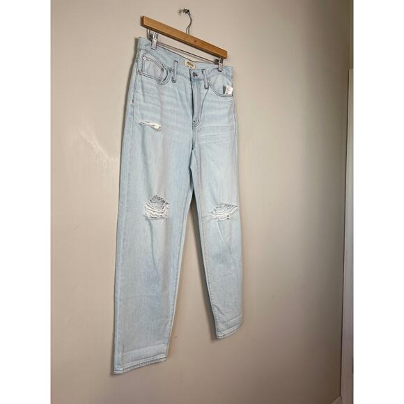 NWT Madewell The Slouchy Boyjean Distressed Wrightlane Light Wash Size: 28 - Picture 3 of 9